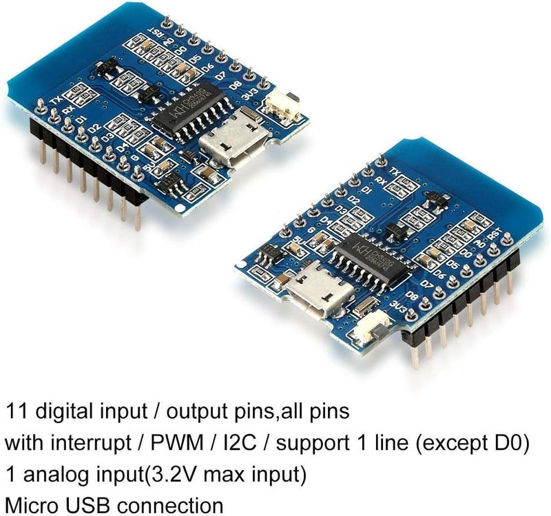 ACEIRMC 6pcs ESP8266 D1 MINI WiFi Dev Board ESP-12 ESP-12F NodeMcu Mini Module for WeMos Lua 4M Bytes WLAN WiFi Internet Development Board Base on ESP8266 ESP-12F for Arduino - Image 2